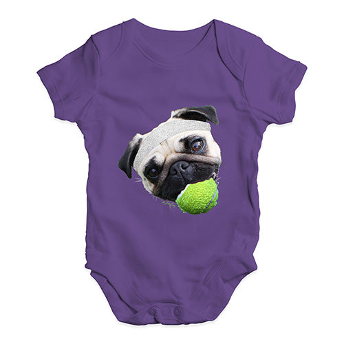 Cute Infant Bodysuit Tennis Pug Baby Unisex Baby Grow Bodysuit 18-24 Months Plum