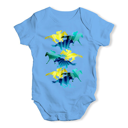 Babygrow Baby Romper Horse Racing Collage Baby Unisex Baby Grow Bodysuit 6-12 Months Blue