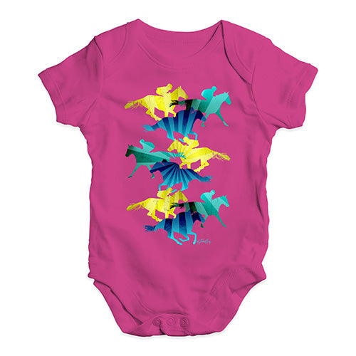 Cute Infant Bodysuit Horse Racing Collage Baby Unisex Baby Grow Bodysuit 18-24 Months Cerise PInk
