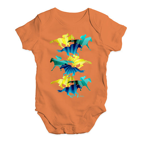 Funny Baby Onesies Horse Racing Collage Baby Unisex Baby Grow Bodysuit 18-24 Months Orange