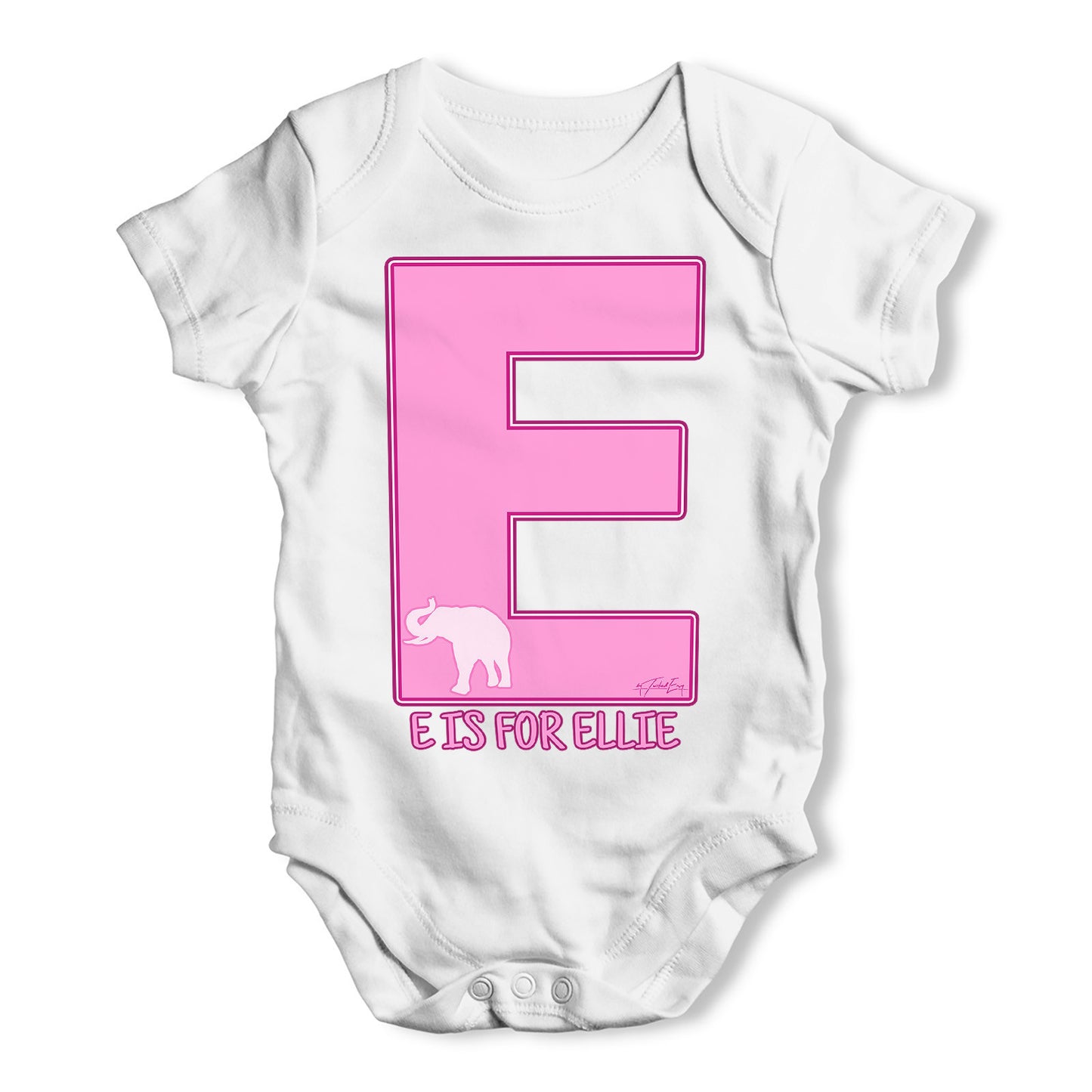 Personalised Letter E Baby Grow Bodysuit