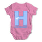 Personalised Letter H Baby Grow Bodysuit