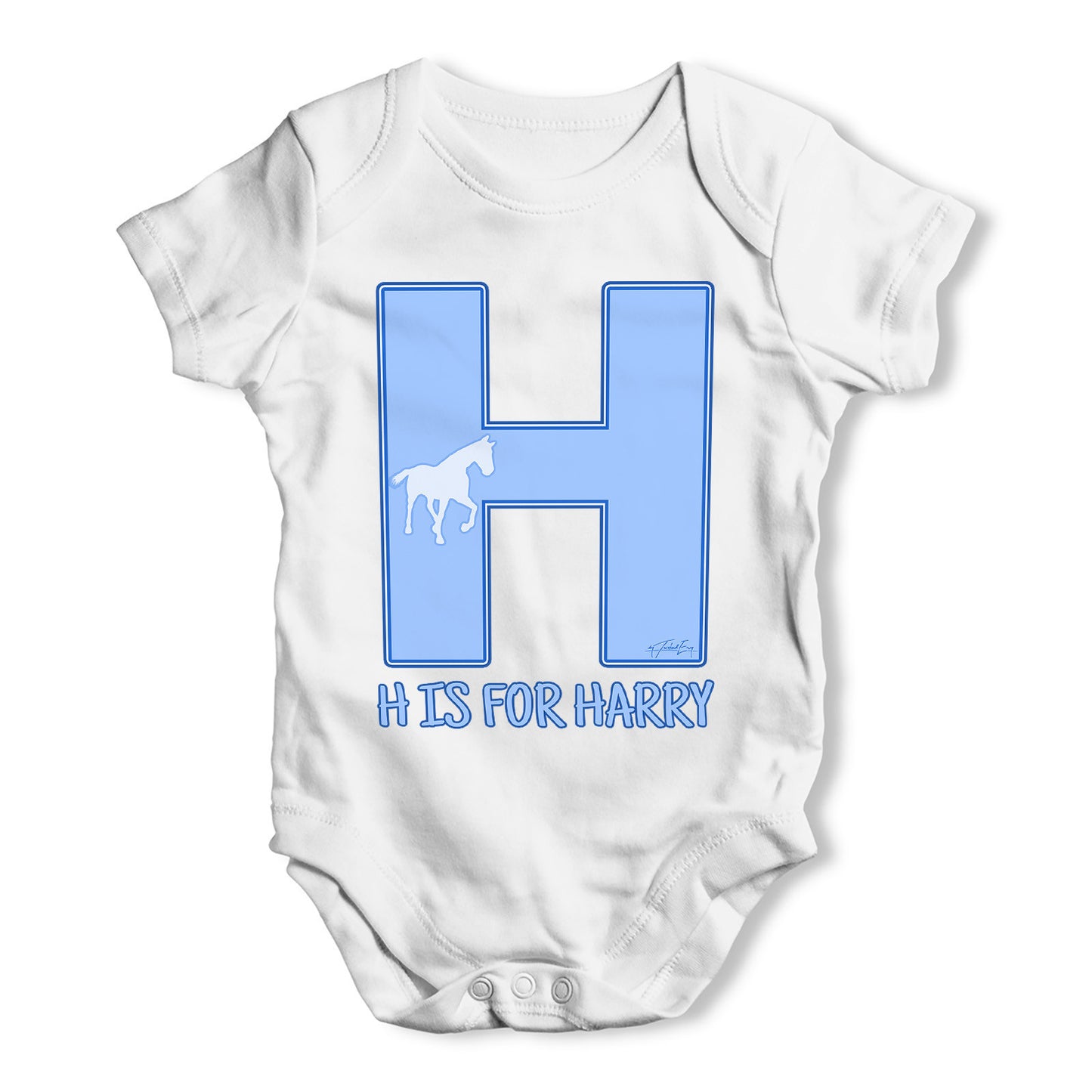 Personalised Letter H Baby Grow Bodysuit