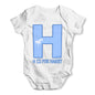 Personalised Letter H Baby Grow Bodysuit
