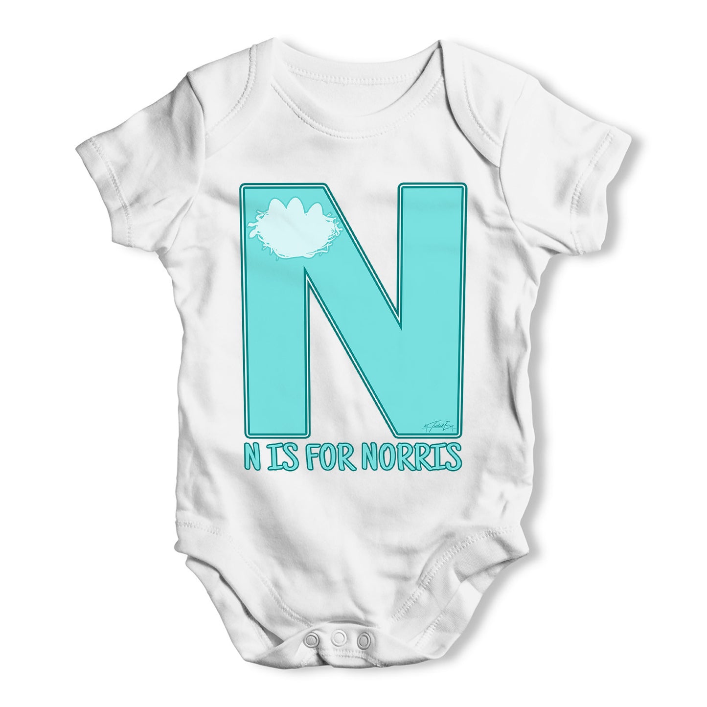 Personalised Letter N Baby Grow Bodysuit