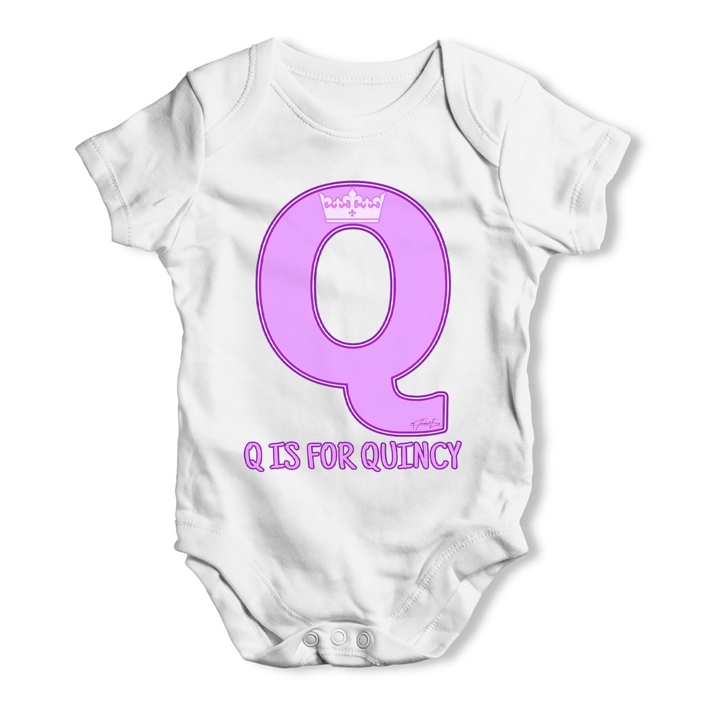 Personalised Letter Q Baby Grow Bodysuit