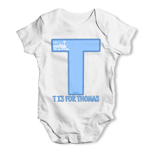 Personalised Letter T Baby Grow Bodysuit