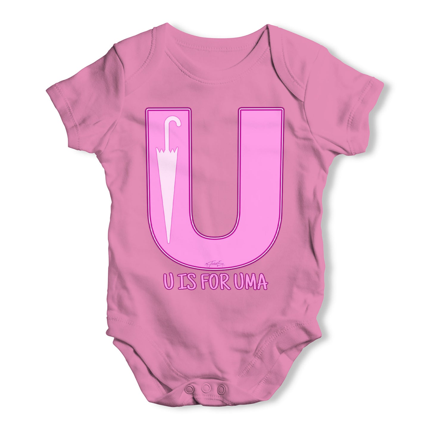 Personalised Letter U Baby Grow Bodysuit