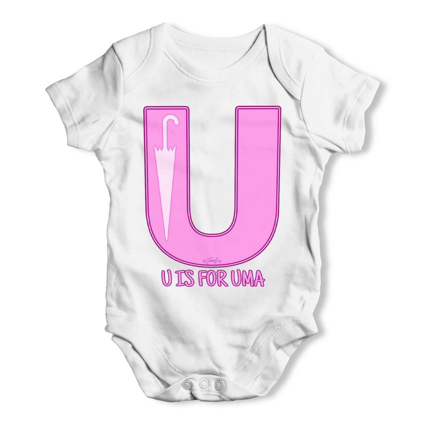 Personalised Letter U Baby Grow Bodysuit