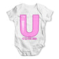 Personalised Letter U Baby Grow Bodysuit