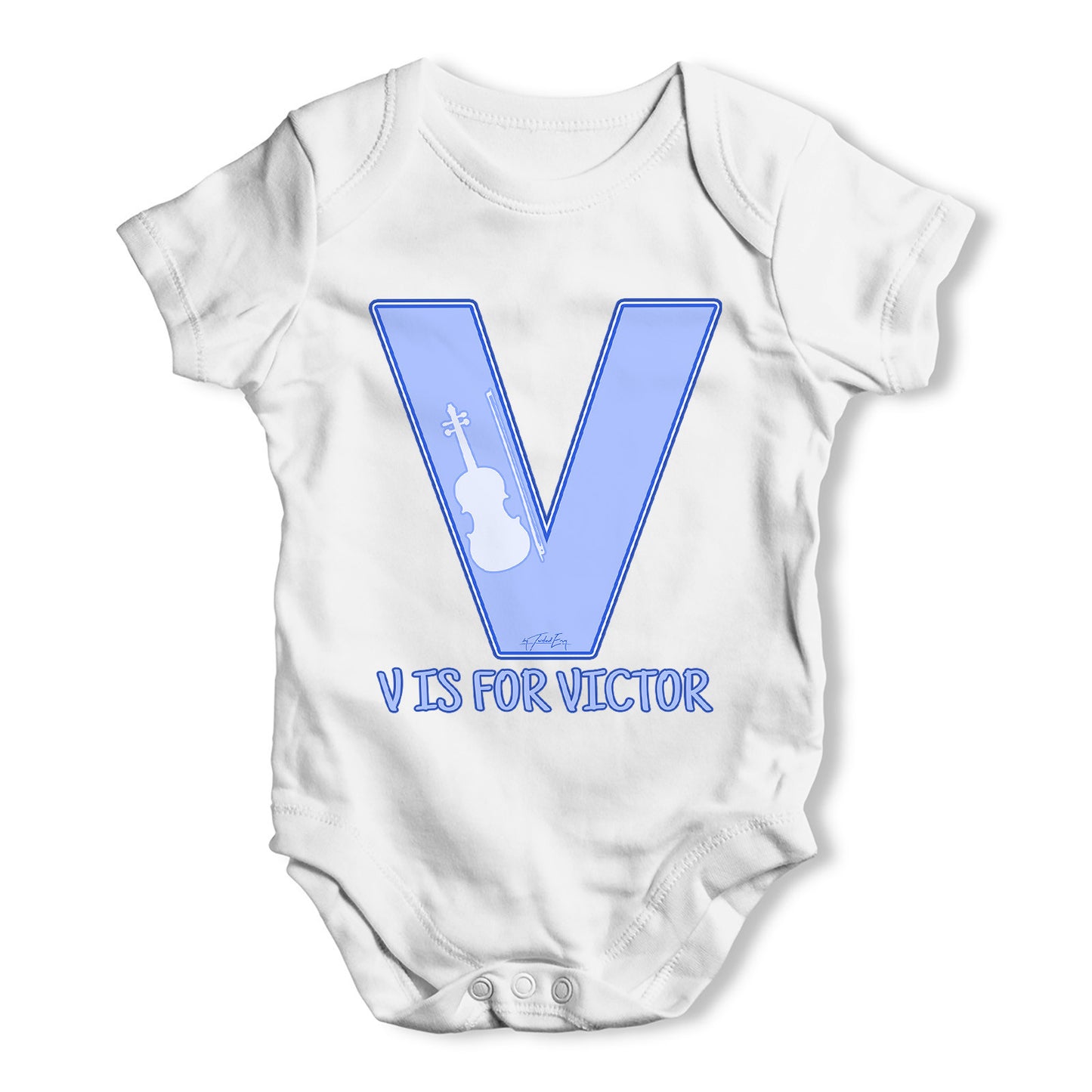 Personalised Letter V Baby Grow Bodysuit