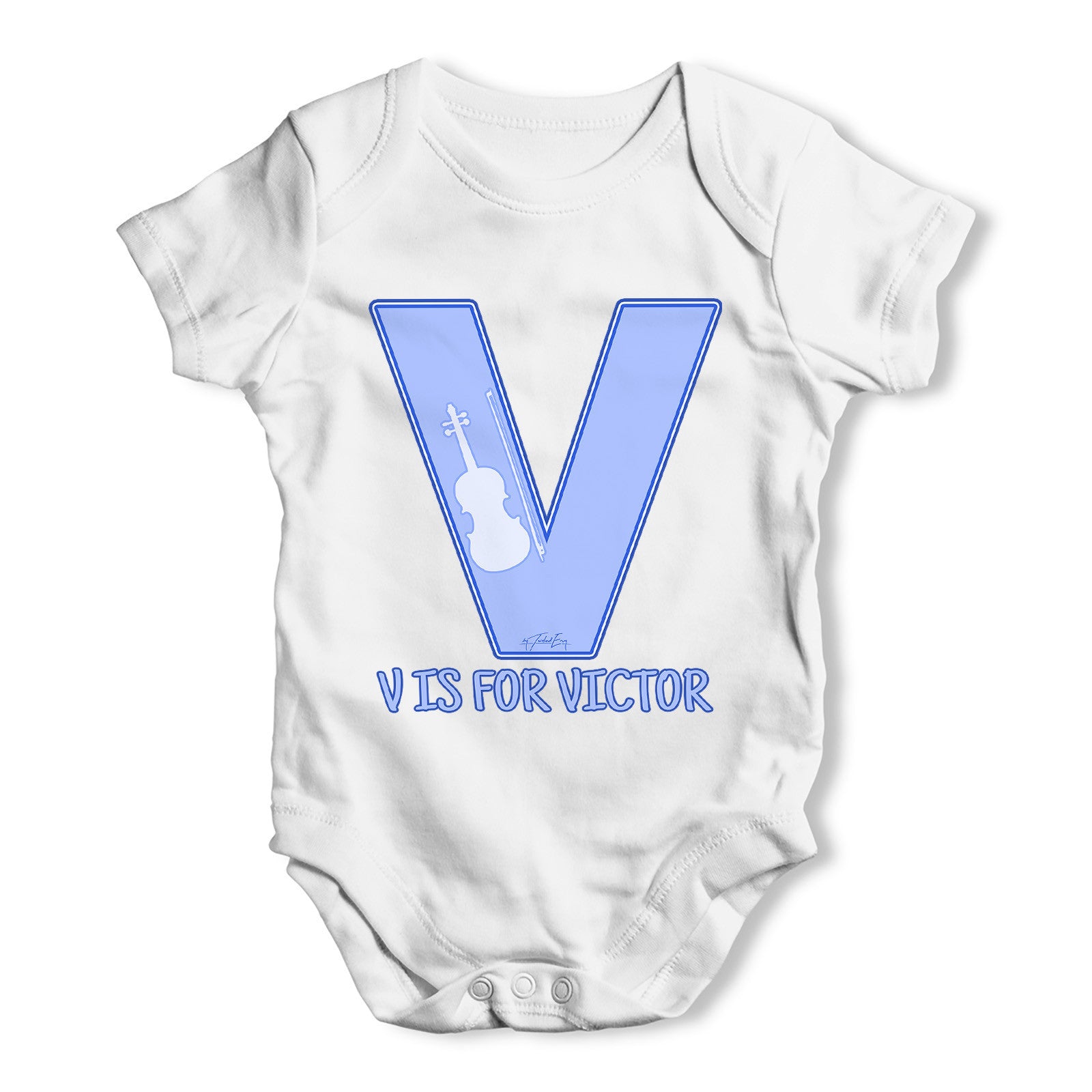 Personalised Letter V Baby Grow Bodysuit