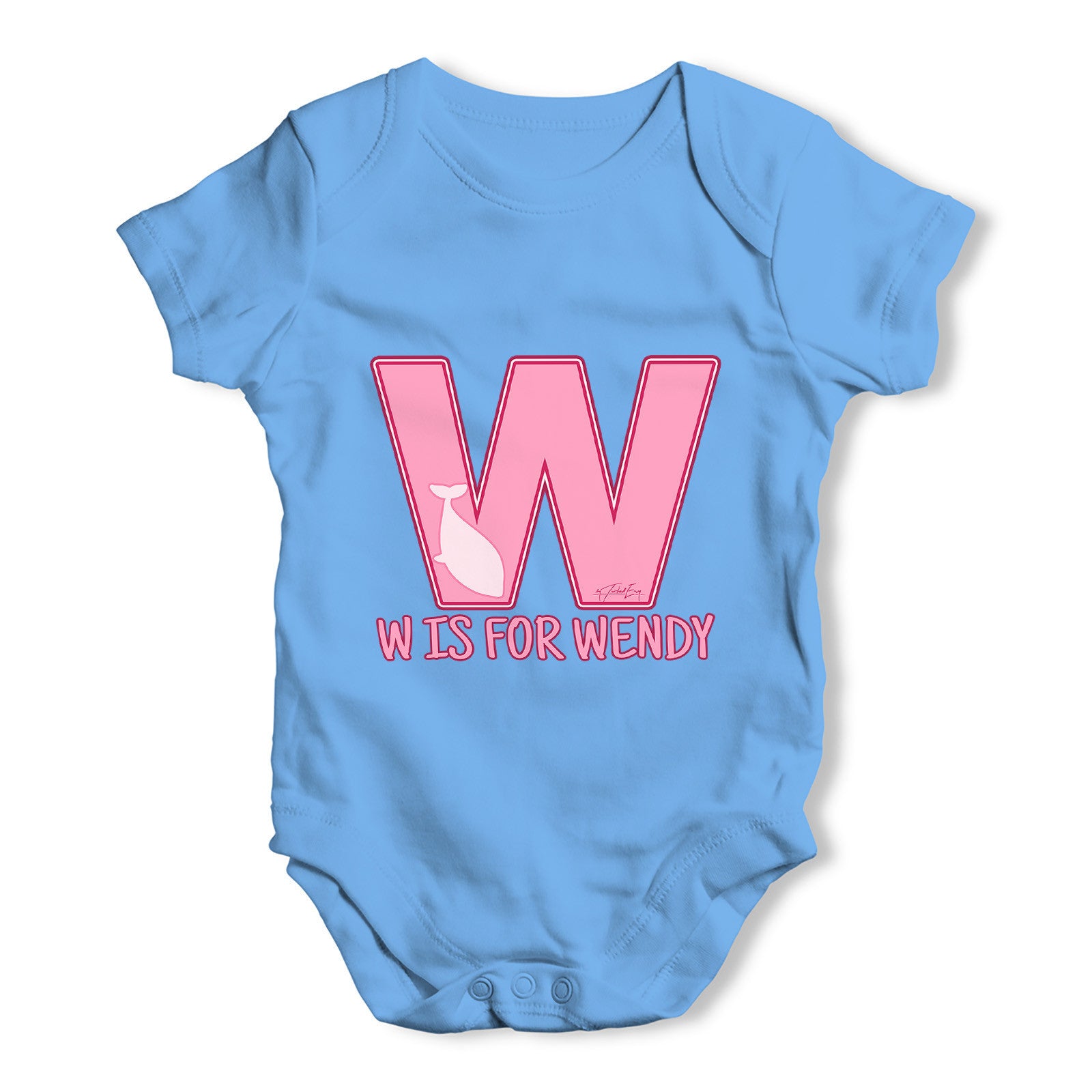 Personalised Letter W Baby Grow Bodysuit