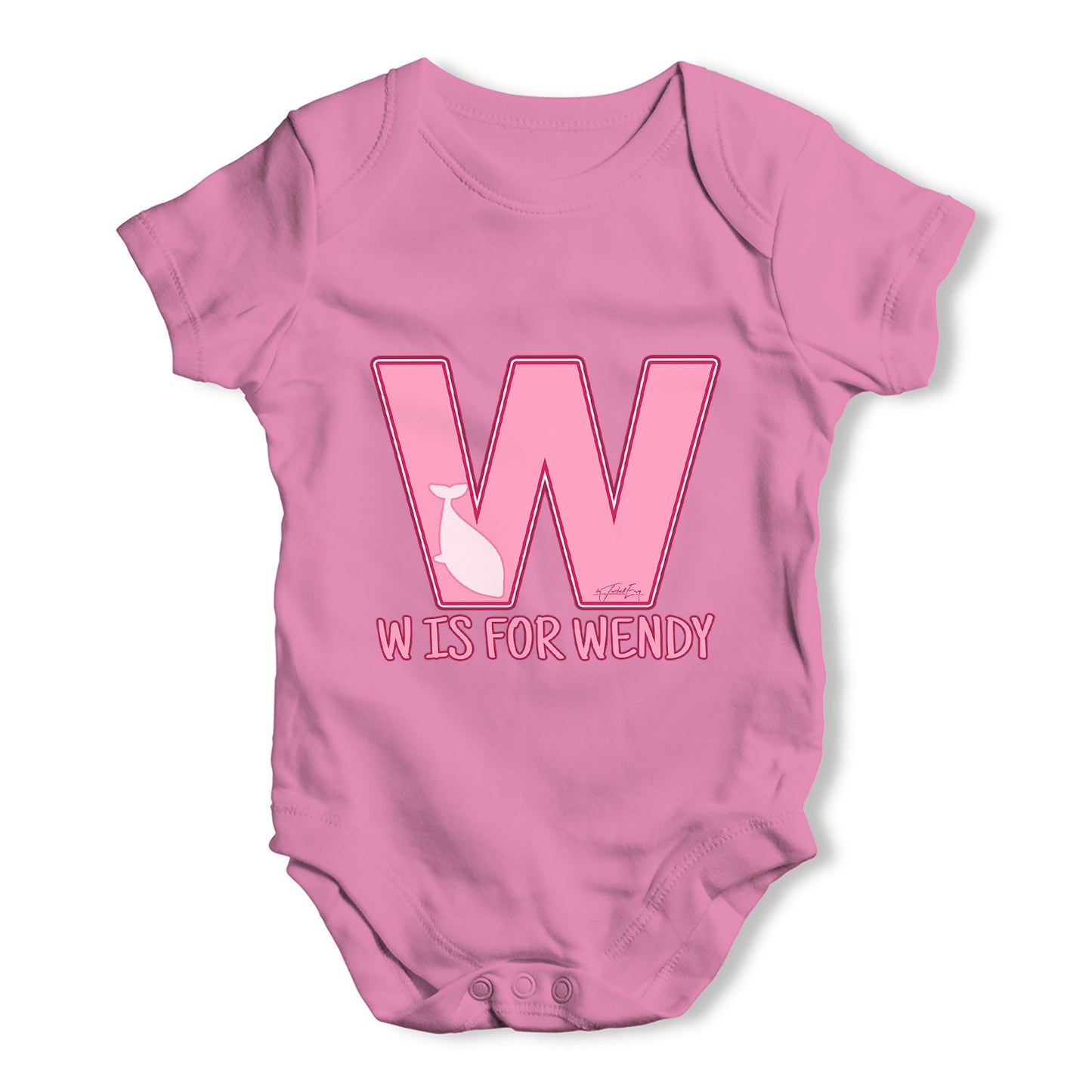 Personalised Letter W Baby Grow Bodysuit