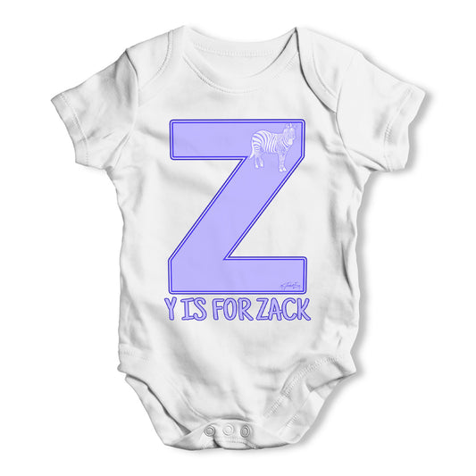 Personalised Letter Z Baby Grow Bodysuit