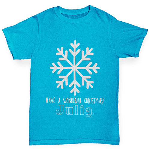 Have A Wonderful Christmas Personalised Girl's T-Shirt 