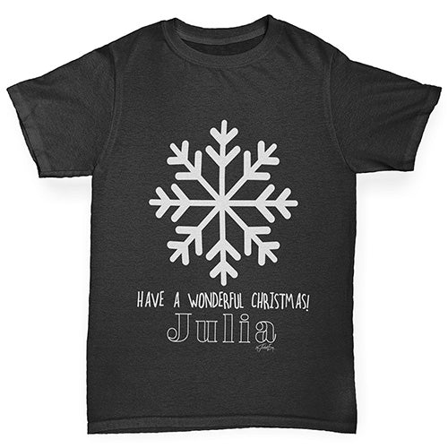 Have A Wonderful Christmas Personalised Girl's T-Shirt 