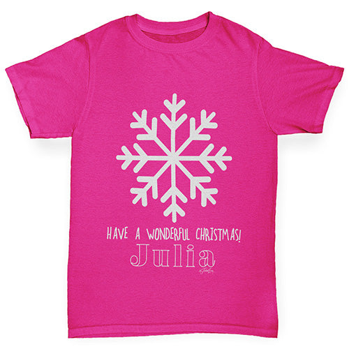 Have A Wonderful Christmas Personalised Girl's T-Shirt 