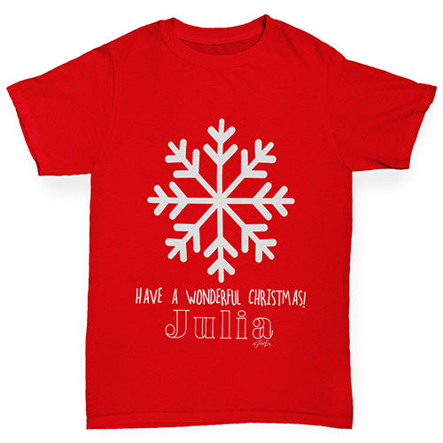 Have A Wonderful Christmas Personalised Girl's T-Shirt 