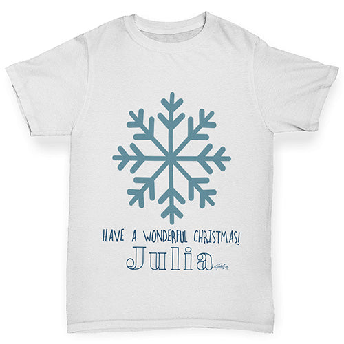 Have A Wonderful Christmas Personalised Girl's T-Shirt 