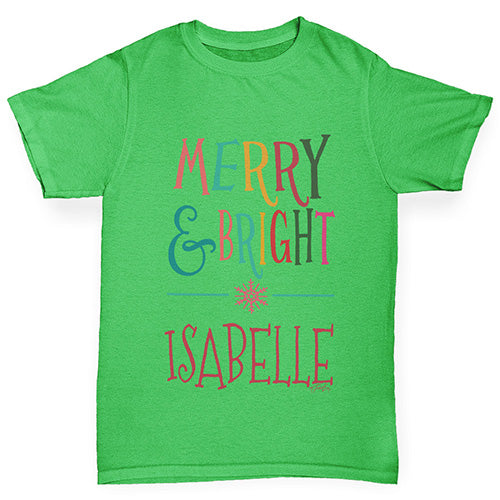 Merry And Bright Personalised Boy's T-Shirt