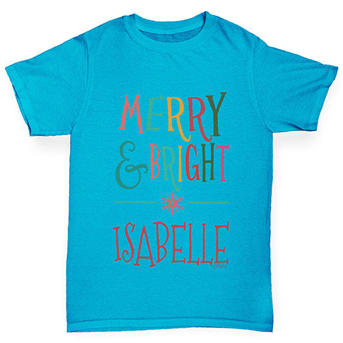 Merry And Bright Personalised Girl's T-Shirt 