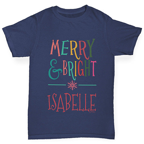 Merry And Bright Personalised Girl's T-Shirt 