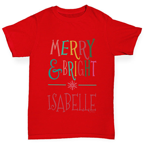 Merry And Bright Personalised Girl's T-Shirt 