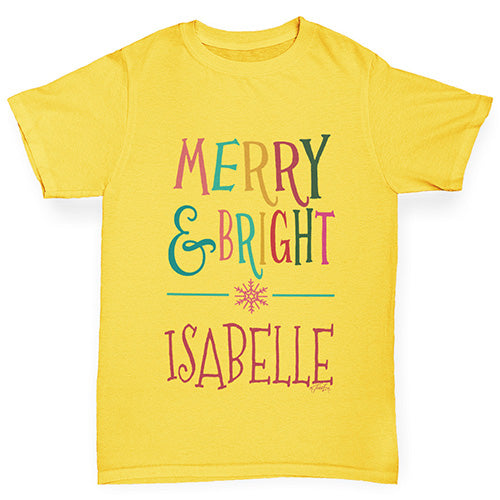 Merry And Bright Personalised Girl's T-Shirt 