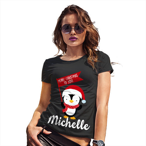 Personalised Xmas Penguin Women's T-Shirt 
