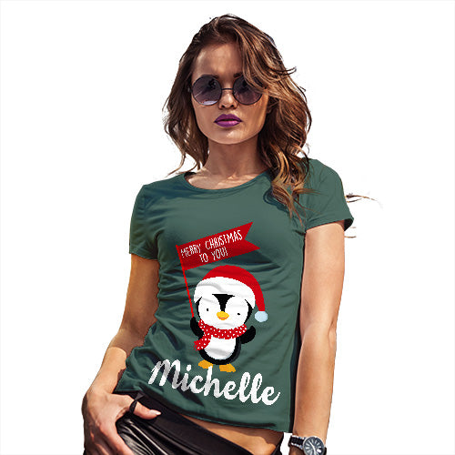 Personalised Xmas Penguin Women's T-Shirt 