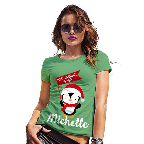 Personalised Xmas Penguin Women's T-Shirt 