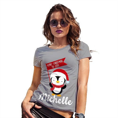Personalised Xmas Penguin Women's T-Shirt 