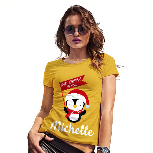 Personalised Xmas Penguin Women's T-Shirt 