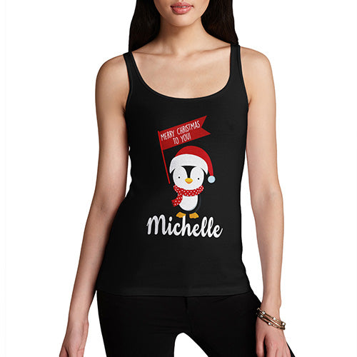 Personalised Xmas Penguin Women's Tank Top
