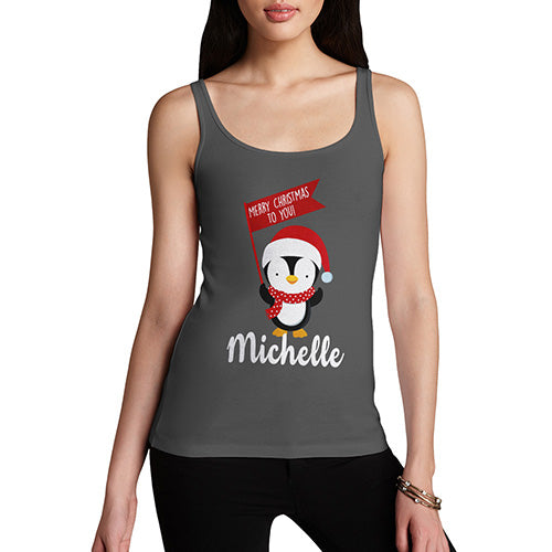Personalised Xmas Penguin Women's Tank Top