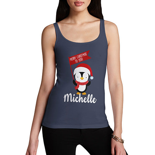 Personalised Xmas Penguin Women's Tank Top
