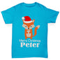 Santa Hat Fox Personalised Girl's T-Shirt 
