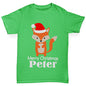 Santa Hat Fox Personalised Girl's T-Shirt 