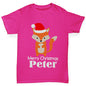 Santa Hat Fox Personalised Girl's T-Shirt 