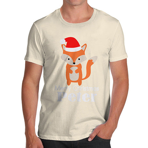 Santa Hat Fox Personalised Men's T-Shirt