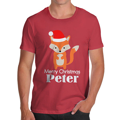 Santa Hat Fox Personalised Men's T-Shirt