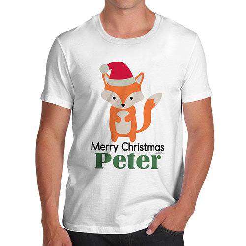 Santa Hat Fox Personalised Men's T-Shirt