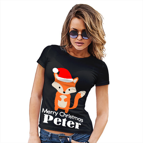 Santa Hat Fox Personalised Women's T-Shirt 