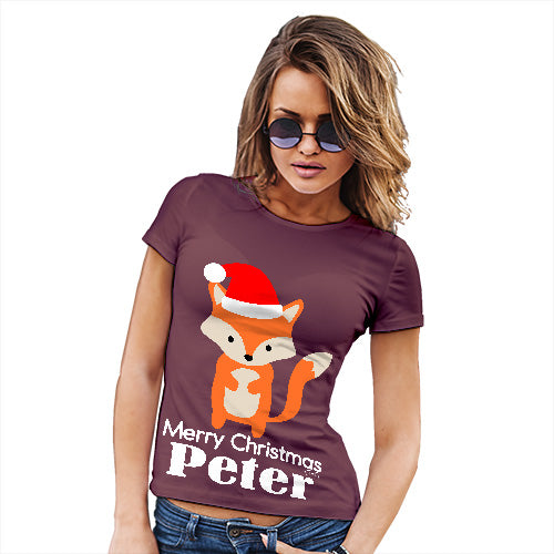 Santa Hat Fox Personalised Women's T-Shirt 