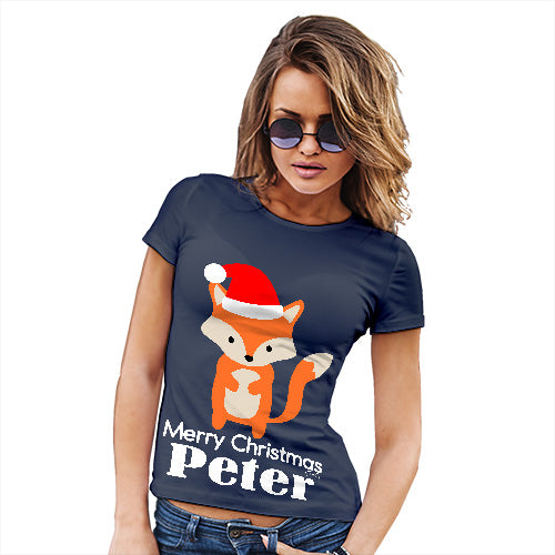 Santa Hat Fox Personalised Women's T-Shirt 