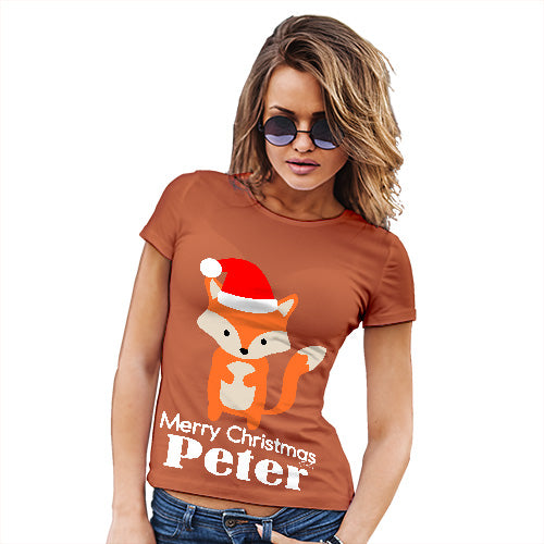 Santa Hat Fox Personalised Women's T-Shirt 