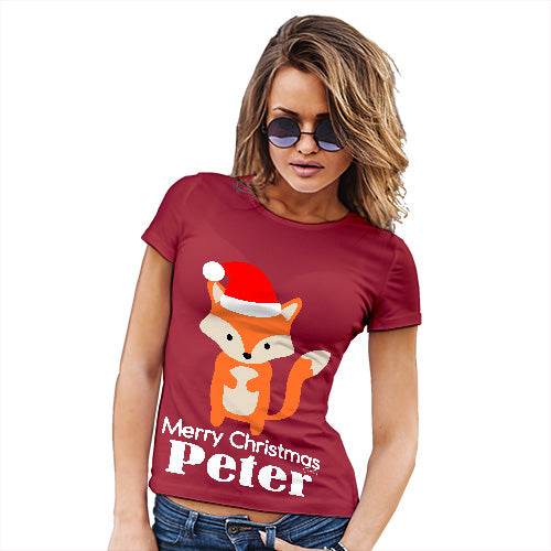 Santa Hat Fox Personalised Women's T-Shirt 