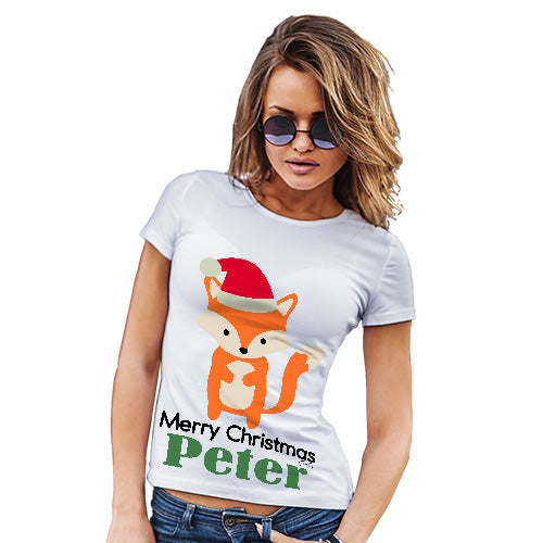 Santa Hat Fox Personalised Women's T-Shirt 