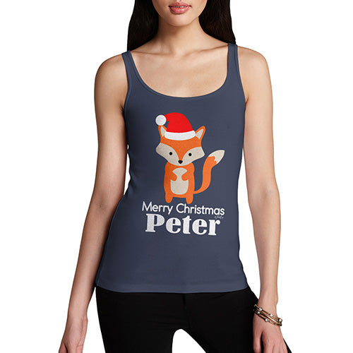 Santa Hat Fox Personalised Women's Tank Top